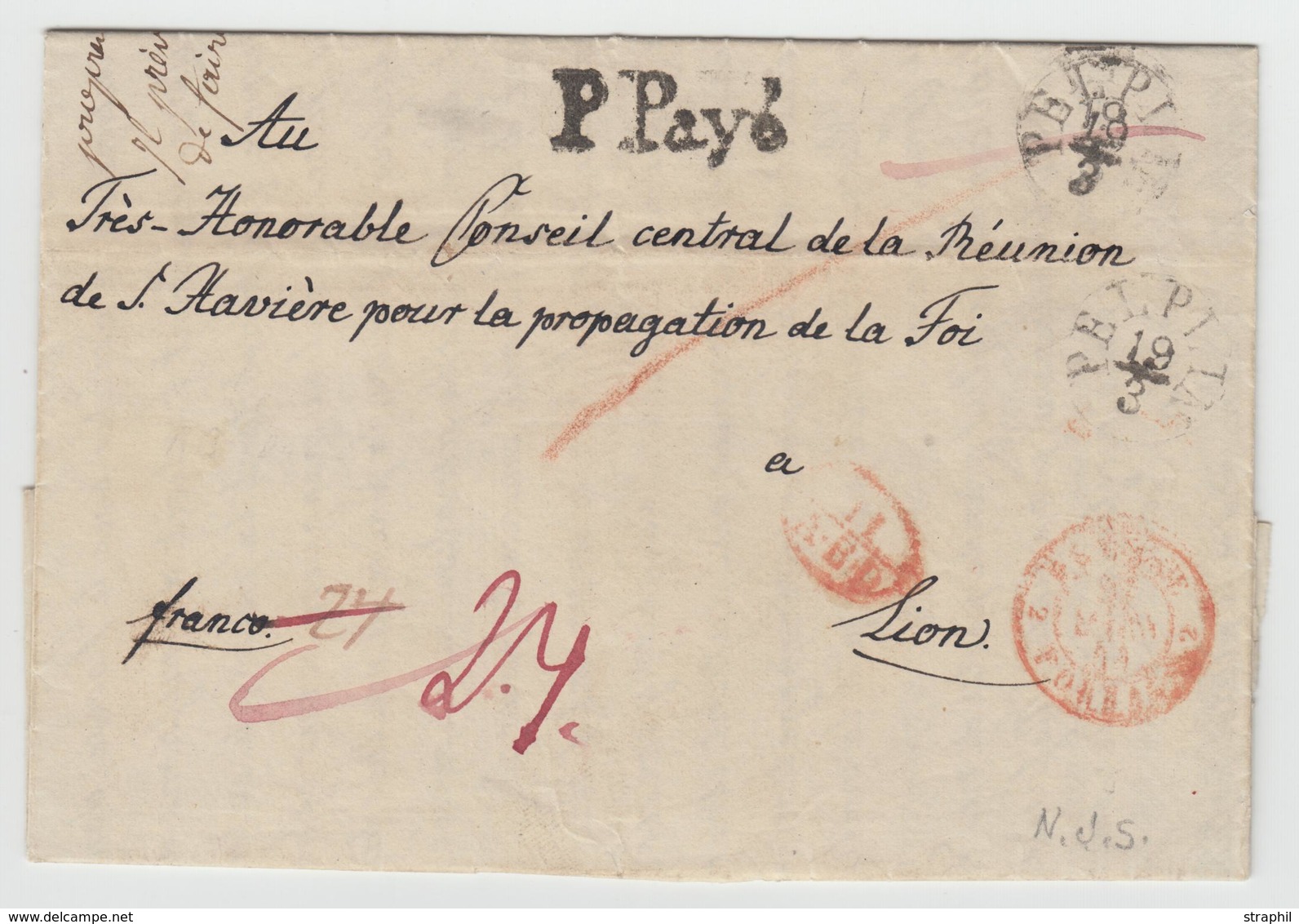 LAC N°996 - Prusse Forbach 2 - 18/3/44 Rge + 11 A.E.D + P. Payé + Taxe - Pli De Berlin - B/TB - 1801-1848: Precursors XIX