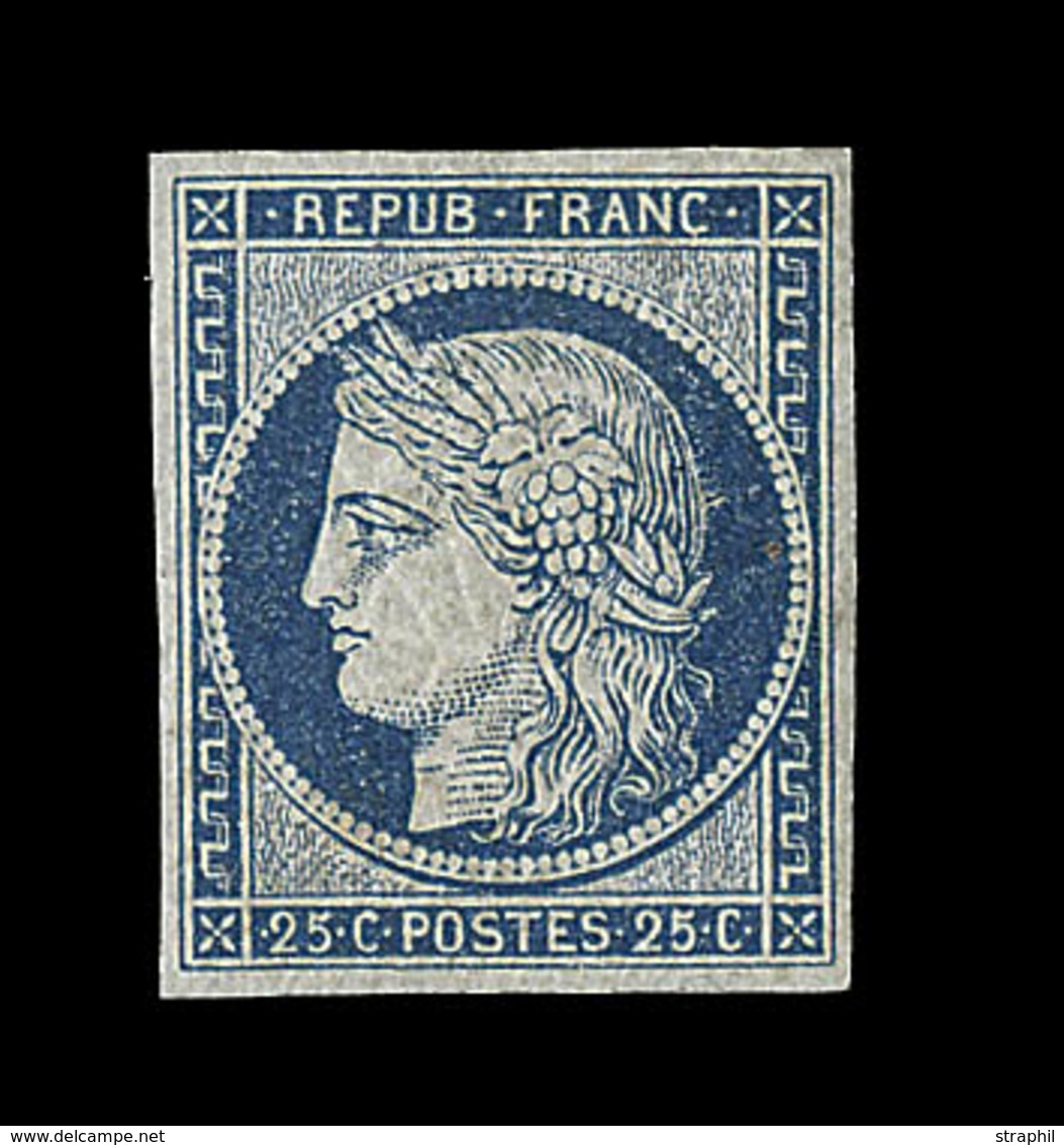 ** N°4 - 25c Bleu - Qques Tâches Jaunes - Signé Calves- TB - 1849-1850 Ceres