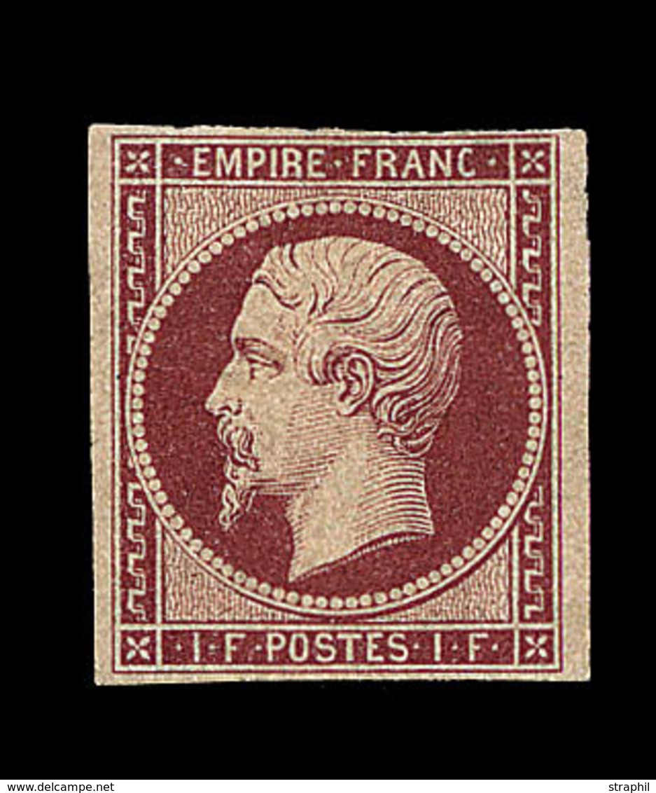 * N°18 - 1F Carmin - Certif. Robineau - B - 1853-1860 Napoléon III.