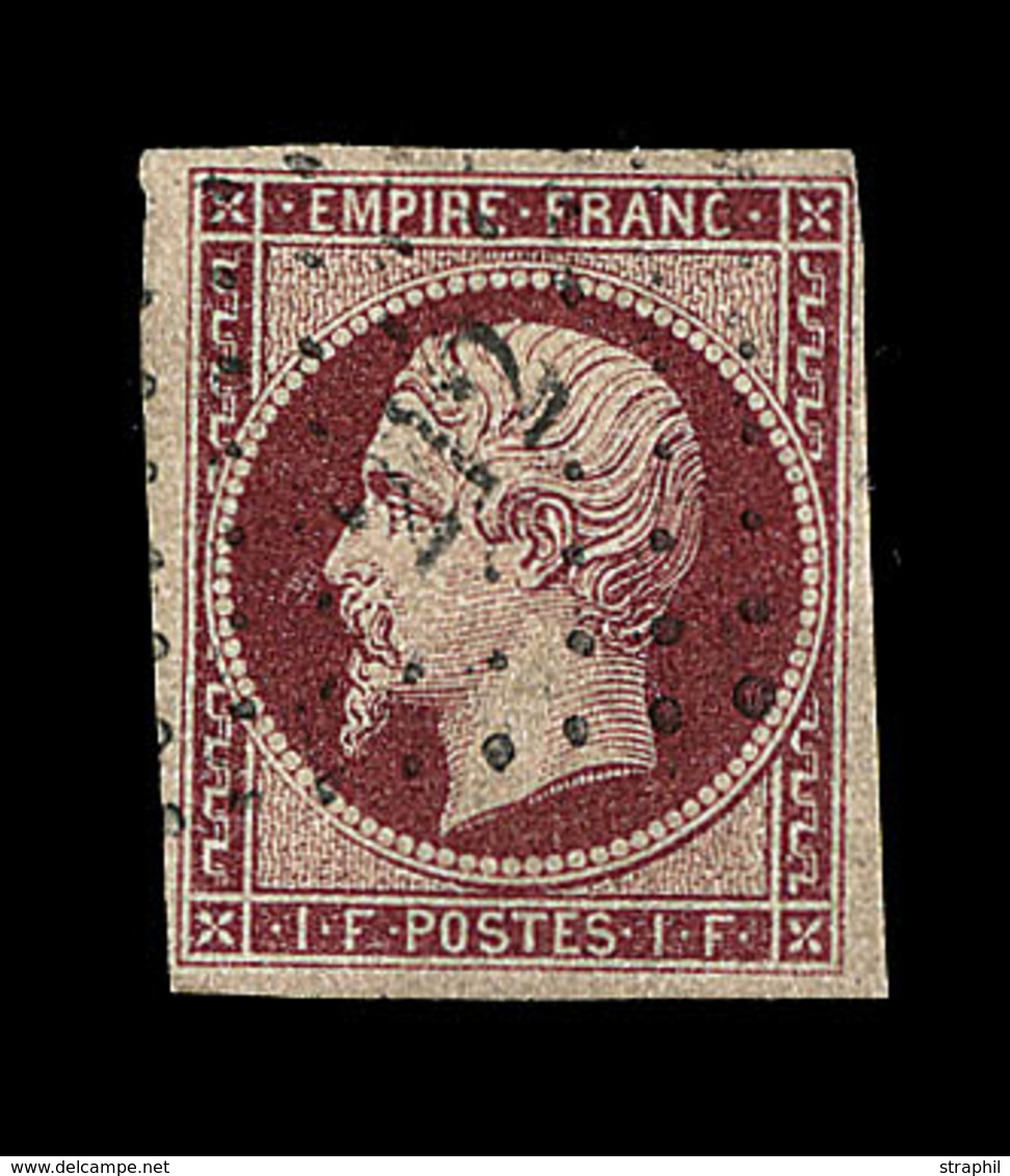 O N°18 - 1F Carmin - Obl. PC - Signé Lemaire - TB - 1853-1860 Napoléon III.