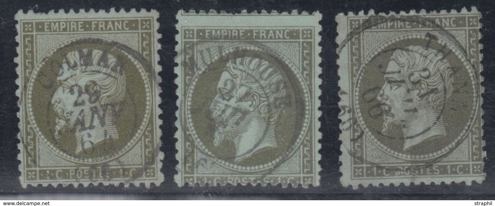 O N°19 (x3) Obl. Càd T15 - Colmar, Mulhouse, Thann - B/TB - 1862 Napoleon III