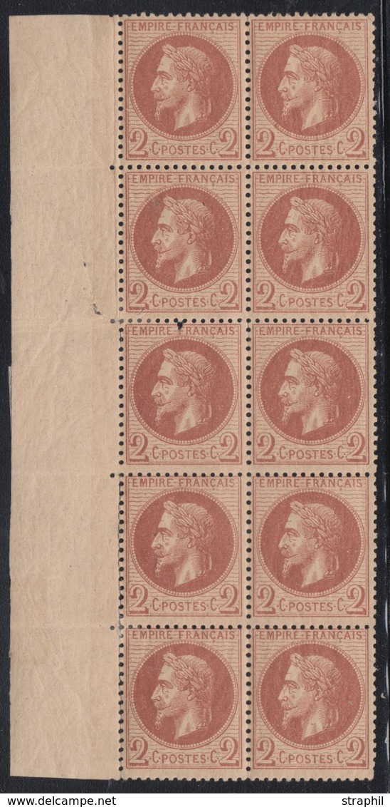 **/* N°26 - Bloc De 10 - BDF - Maj. ** - TB - 1863-1870 Napoléon III Lauré