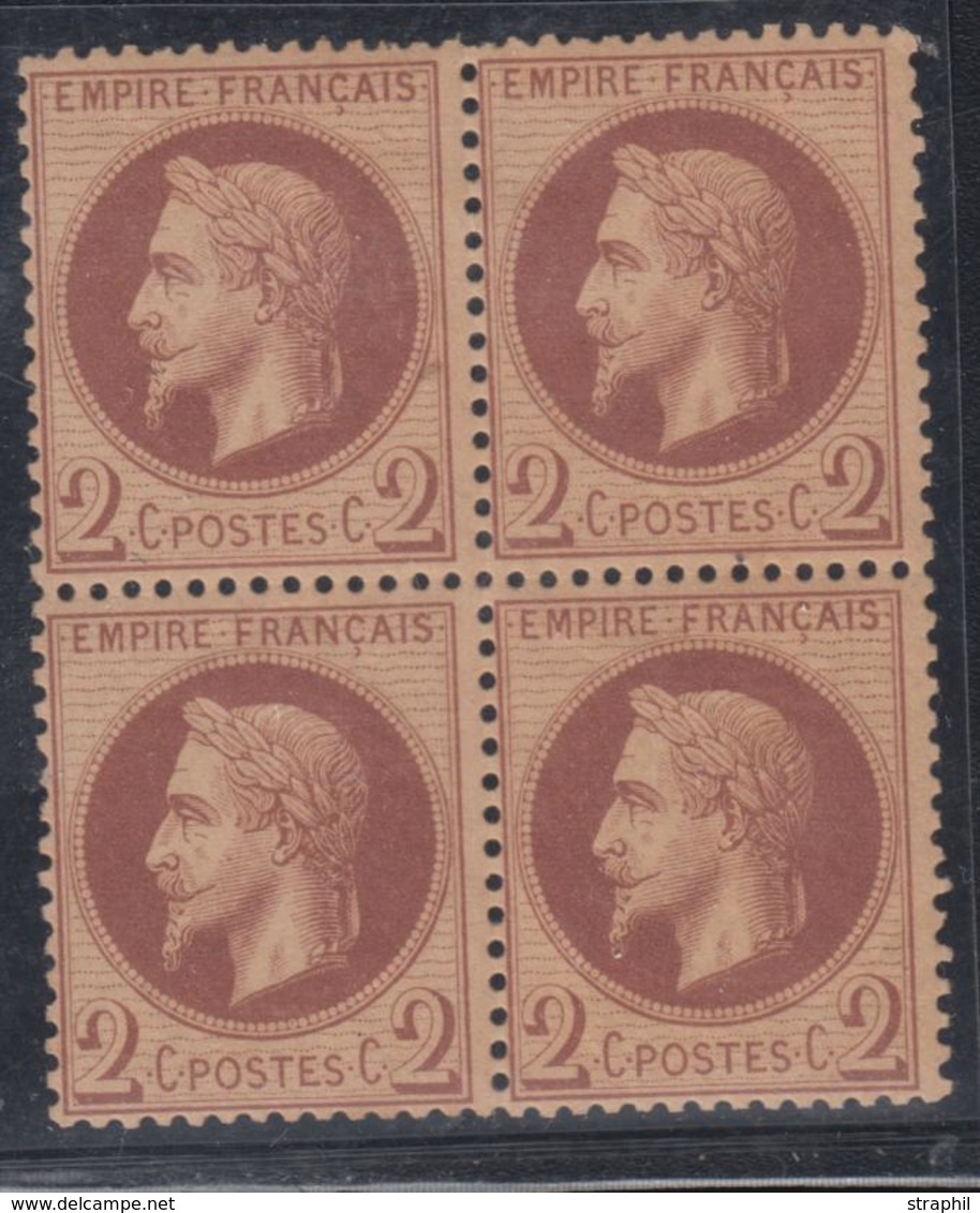 **/* N°26 - Bloc De 4 - 2 Ex ** - TB - 1863-1870 Napoléon III Lauré