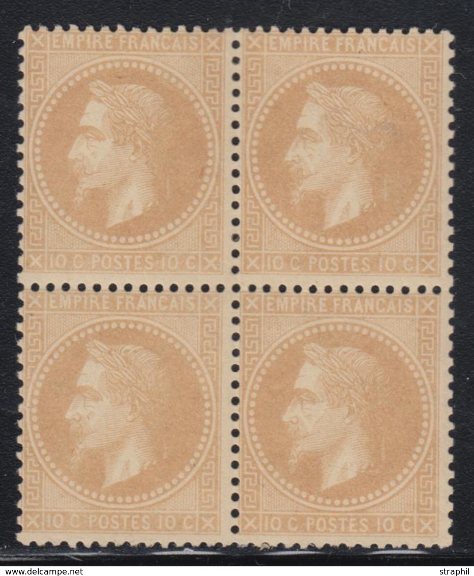 **/* N°28A - 10c Bistre - Type I - Bloc De 4 - Légère Trace De Charn. S/la Paire Sup. - TB - 1863-1870 Napoleon III With Laurels