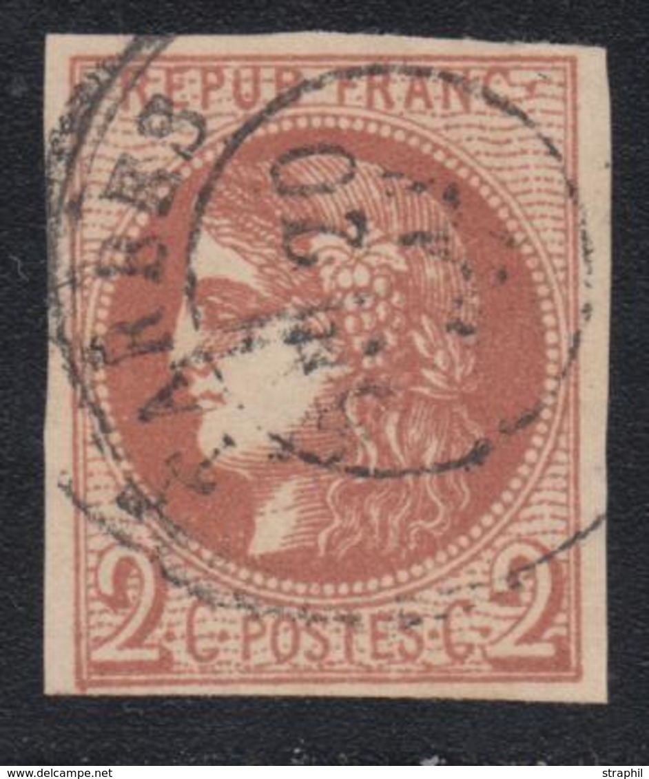 O N°40B - 2c Tirant S/marron - TB - 1870 Bordeaux Printing