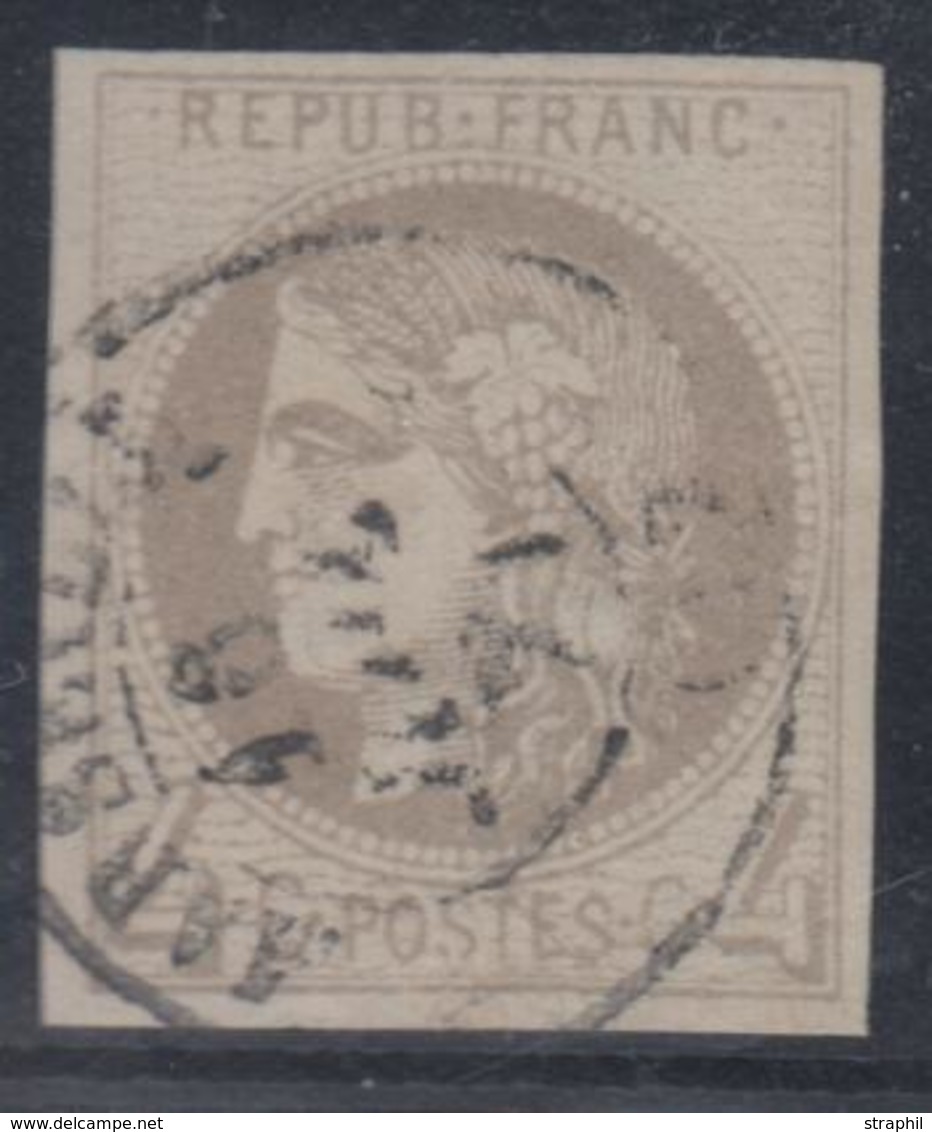 O N°41B - 4c Gris - Report 2 - Obl. Càd - TB - 1870 Bordeaux Printing