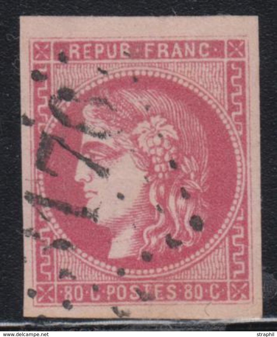 O N°49 - 80c Rose - Obl GC 1176 - TB/SUP - 1870 Ausgabe Bordeaux