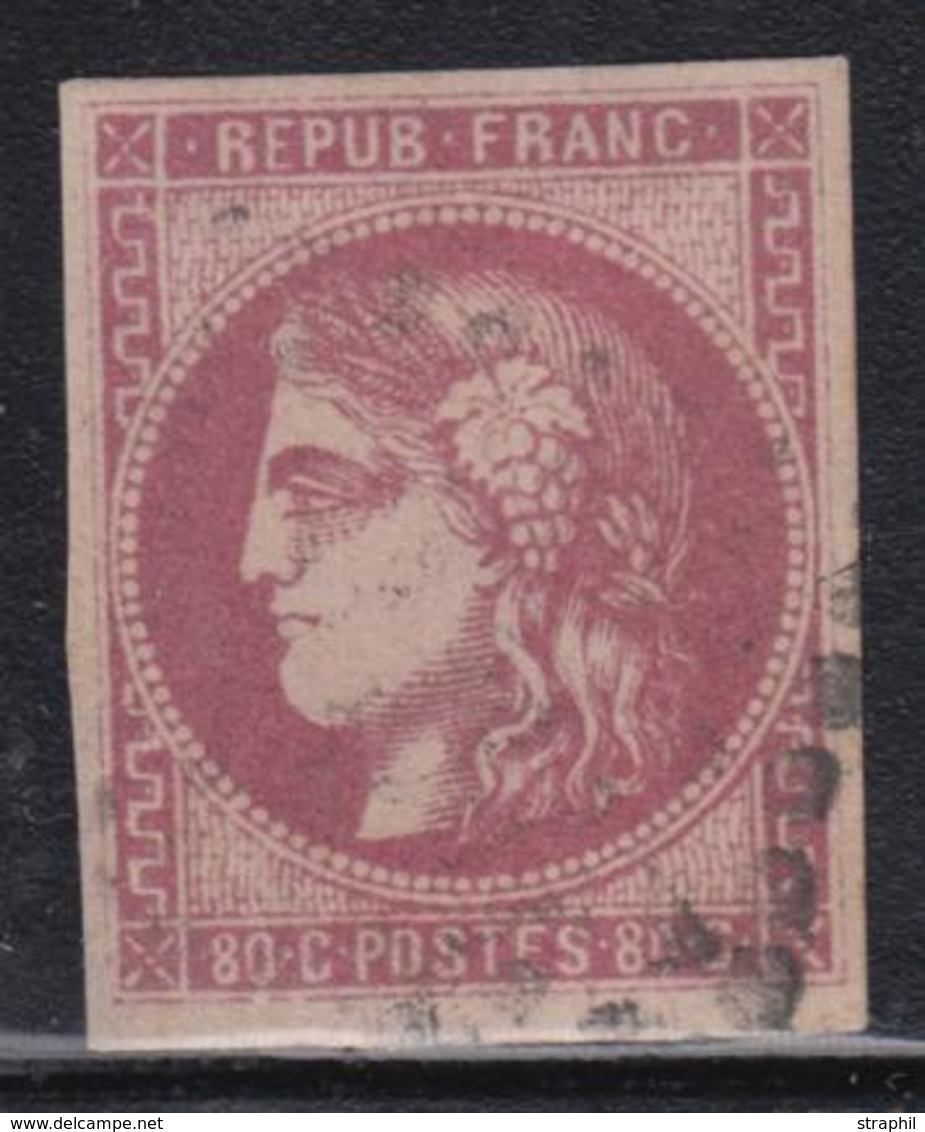 O N°49c - 80c Rose Carminé - Signé Calves - TB - 1870 Bordeaux Printing