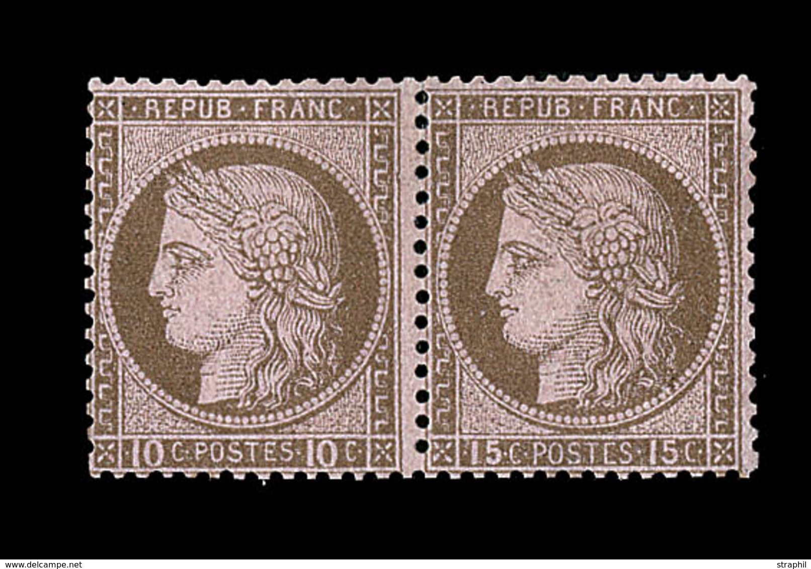 * N°55c - 10c Et 15c Se Tenant - Rare - TB - 1871-1875 Ceres