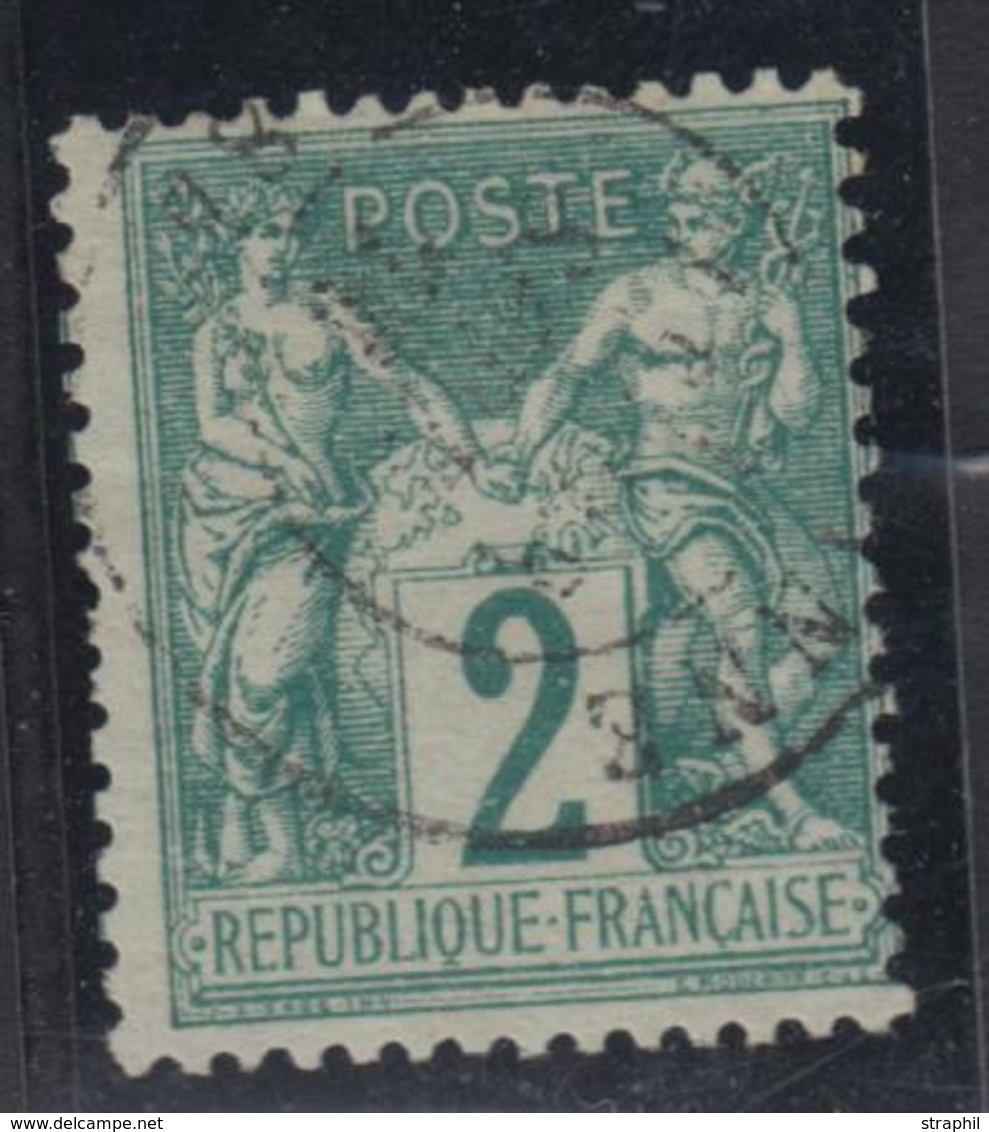 O N°62 - 2c Vert - Obl. Càd - TB - 1876-1878 Sage (Type I)