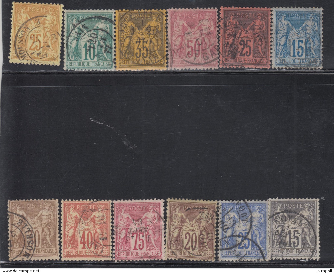 O N°65, 67, 69/71, 90/3, 104 - 12 Valeurs - B/TB - 1876-1878 Sage (Typ I)