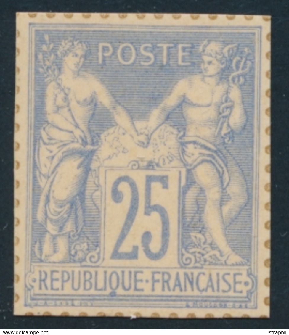 (*) N°79 - 25c Bleu - Dentelure Figurée - Signé Calves - TB - 1876-1878 Sage (Type I)