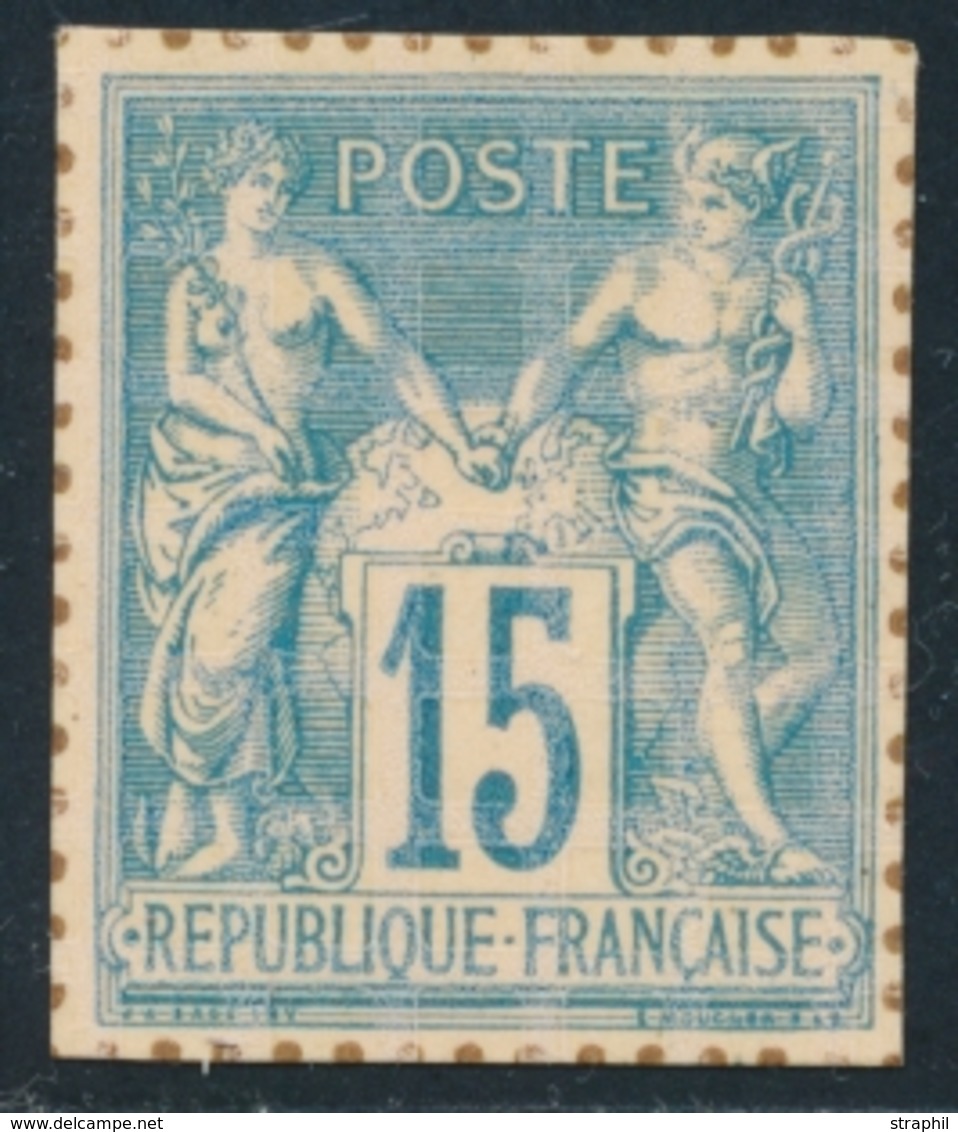 (*) N°90 - 15c Bleu - Dentelure Figurée - TB - 1876-1878 Sage (Type I)