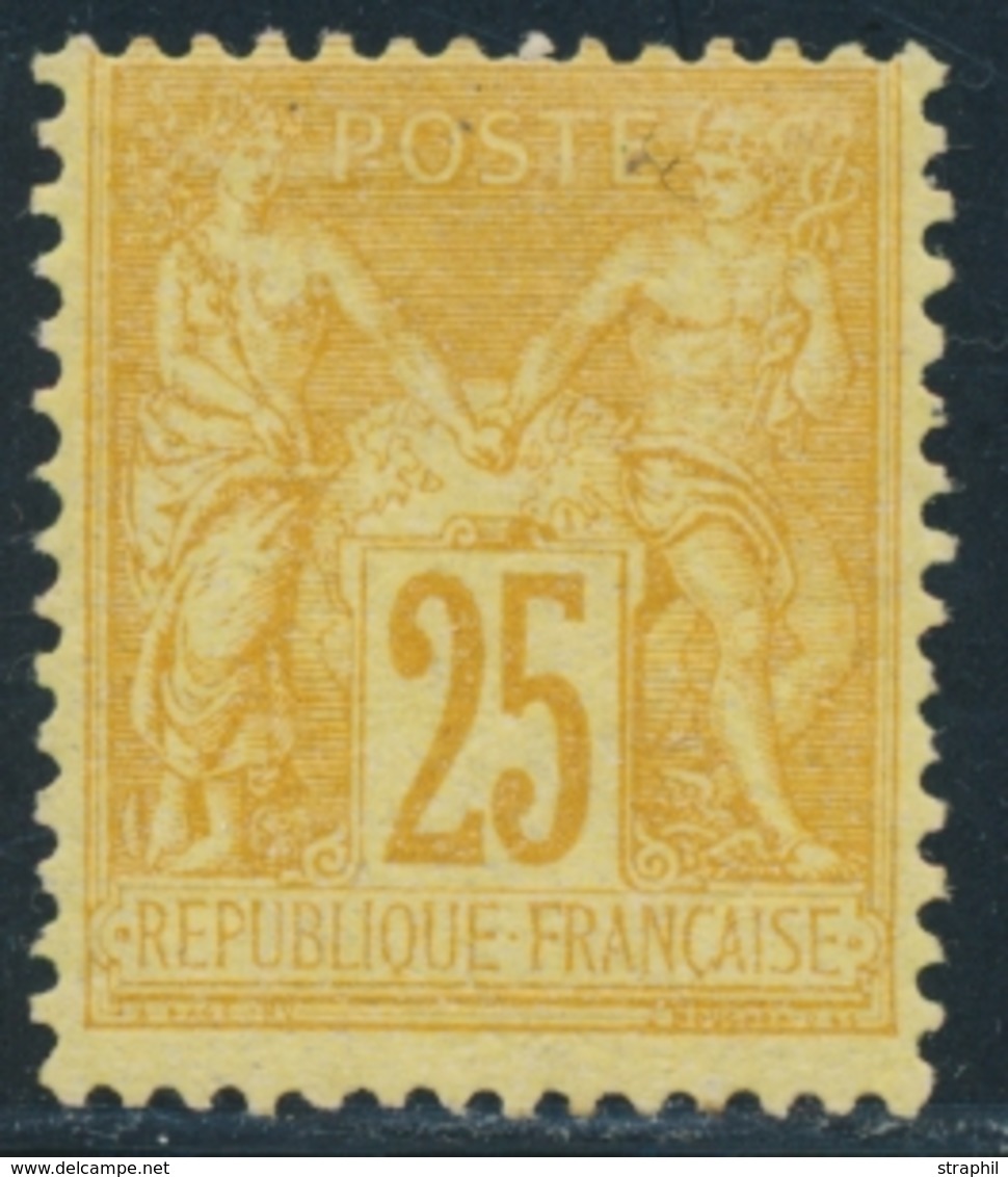 * N°92 - 25c Bistre S/jaune - Signé - TB - 1876-1878 Sage (Type I)