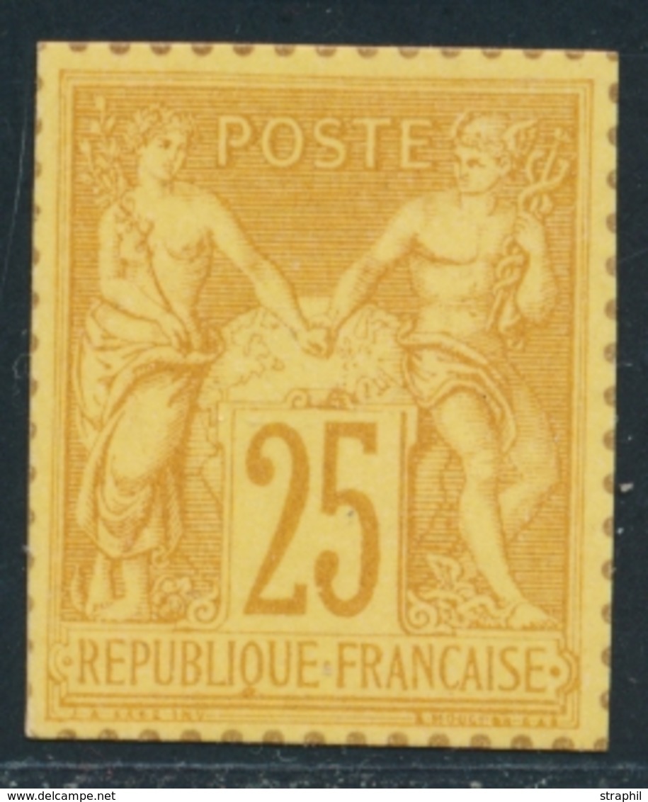 (*) N°92 - 25c Jaune - Dentelure Figurée - TB - 1876-1878 Sage (Type I)