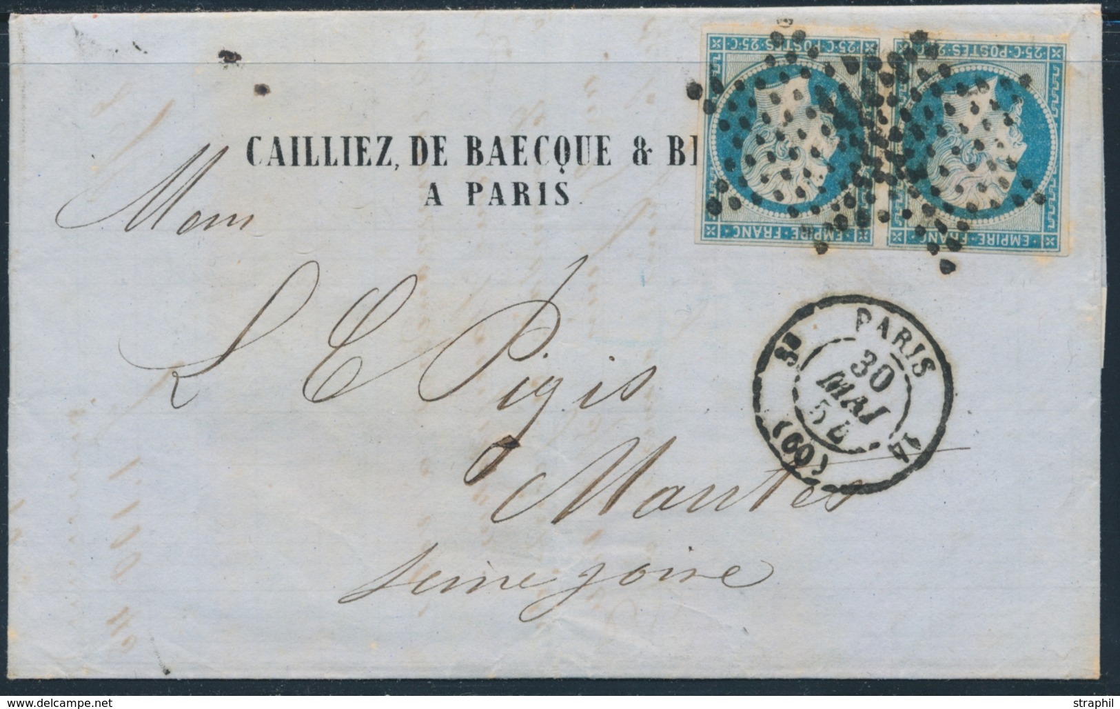LAC N°15 - Paire - Obl. Étoile Muette - PARIS - 305/54 - Pr Mantes - B/TB - 1849-1876: Période Classique