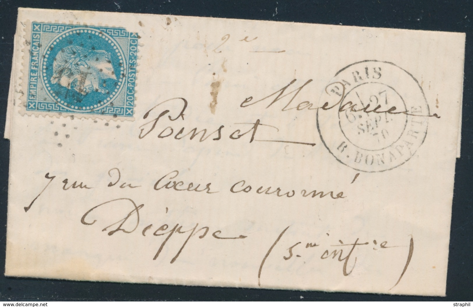 LAC BALLONS MONTES Les Etats-Unis - Sans Mention (pli Confié) - étoile 15 S/N°29 - Càd Paris Rue Bonaparte - 27/09/70 -  - 1849-1876: Classic Period