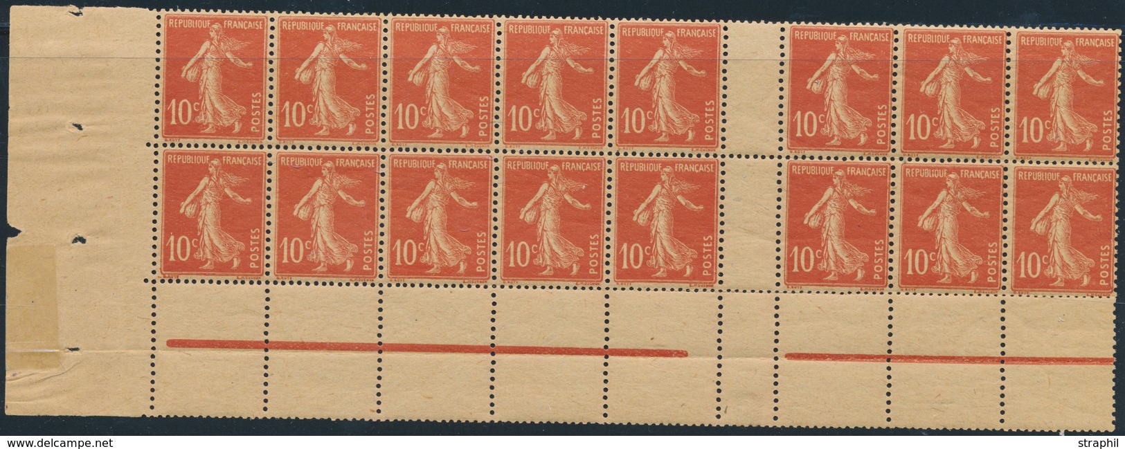 ** N°138 (x 16 Ex) - BDF + Interpanneau - Papier GC - TB - 1906-38 Säerin, Untergrund Glatt