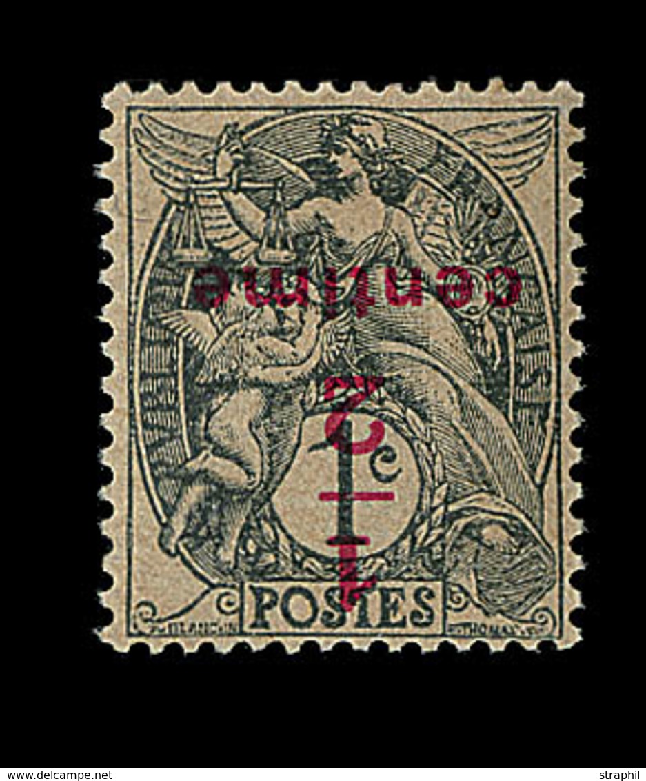 ** N°157c - ½c S/1c Gris Noir - Surch. Renversée - Rare - Signé - TB - Neufs