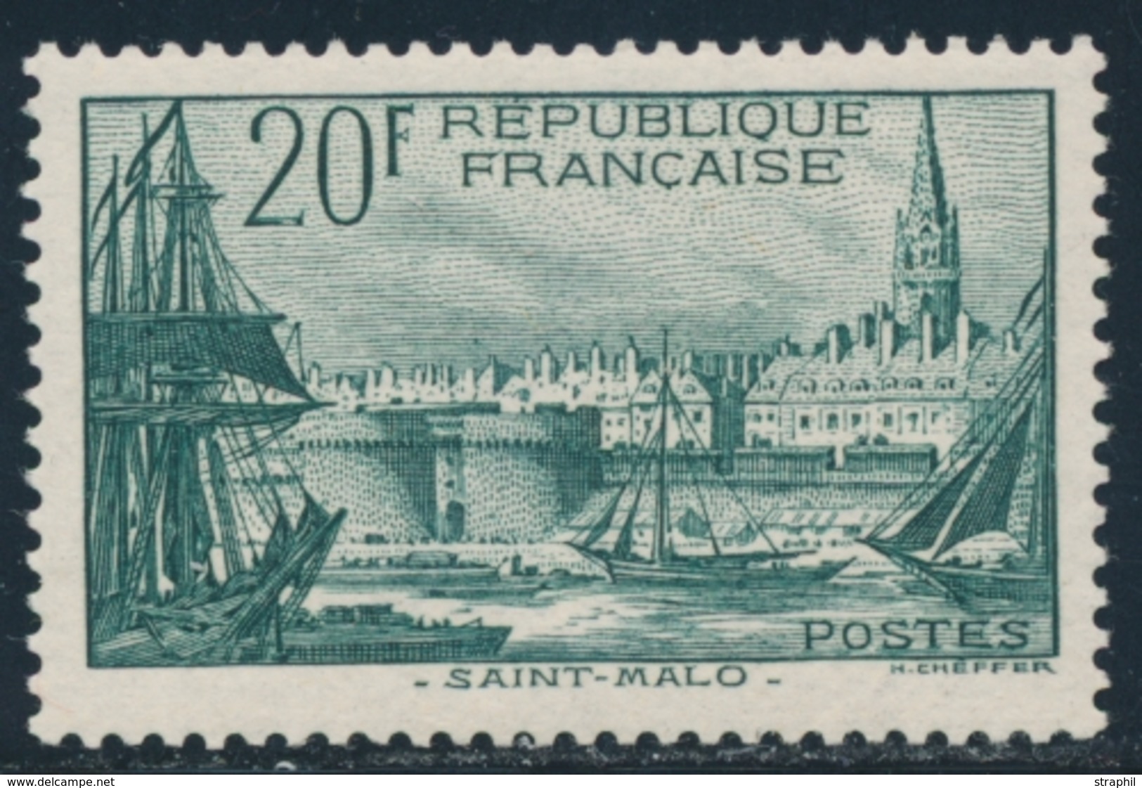 ** N°394 - 20F Vert Foncé - Signé Calves - TB - Unused Stamps
