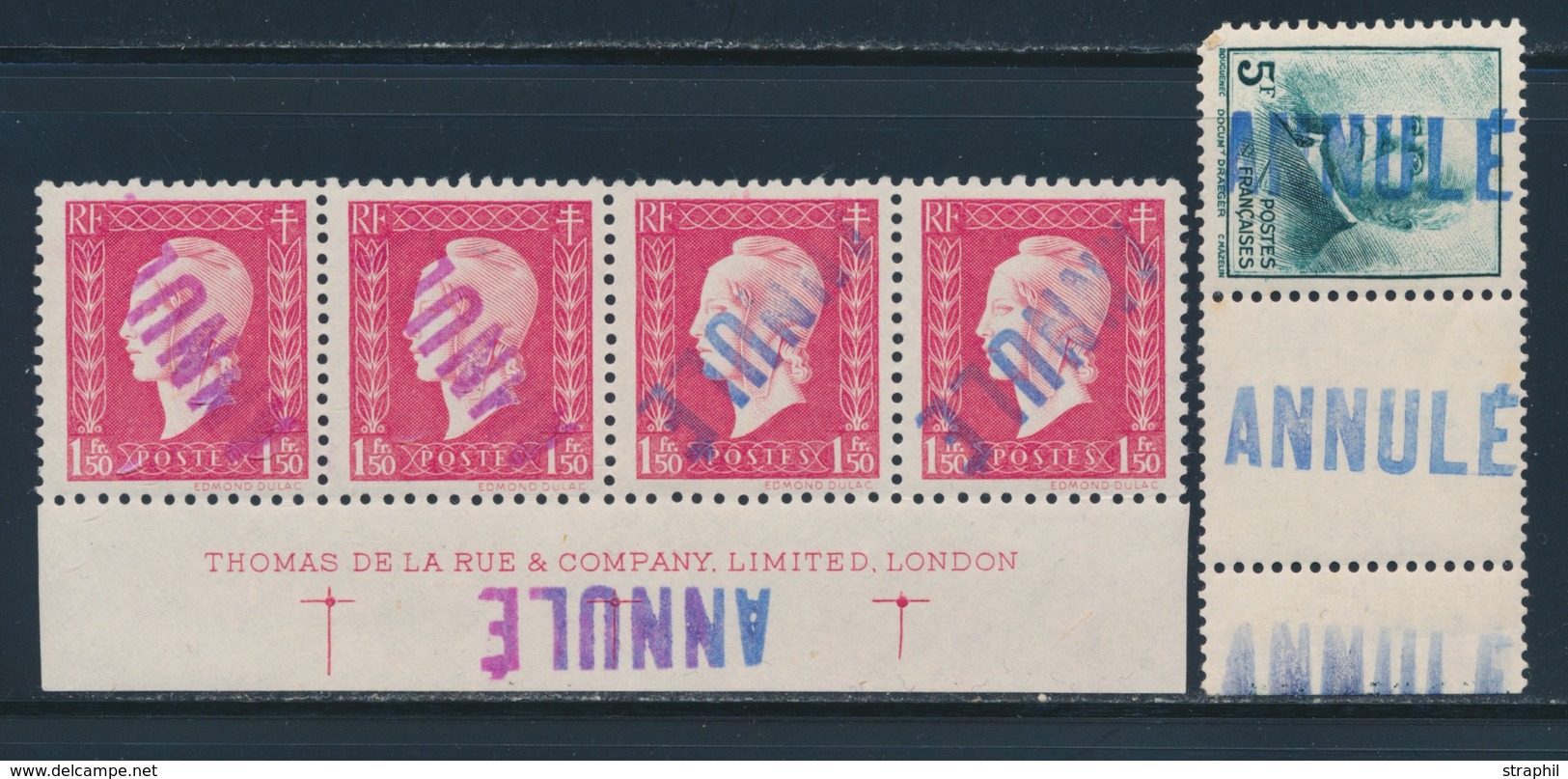 ** N°524, 591 Bde De 4 - BDF - Obl. ANNULE En Bleu - TB - Neufs