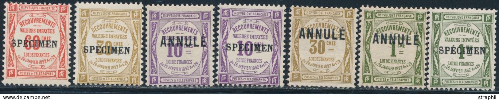 * TIMBRES TAXE N°43/44, 46, 48 - Annulé Et Specimen (2 Val **) - TB - Cours D'Instruction