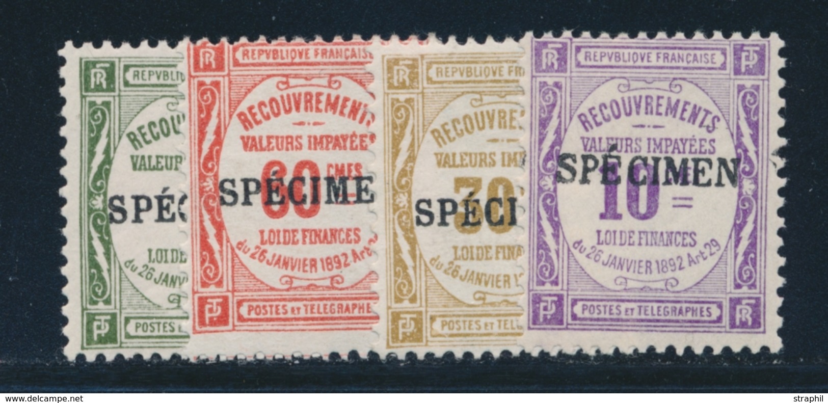 * TIMBRES TAXE N°43/44, 46, 48 - SPECIMEN - TB - Cours D'Instruction