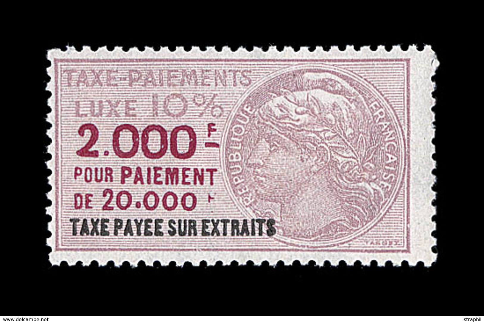 * TAXE DE LUXE N°65 - 2000F - TB - Autres & Non Classés