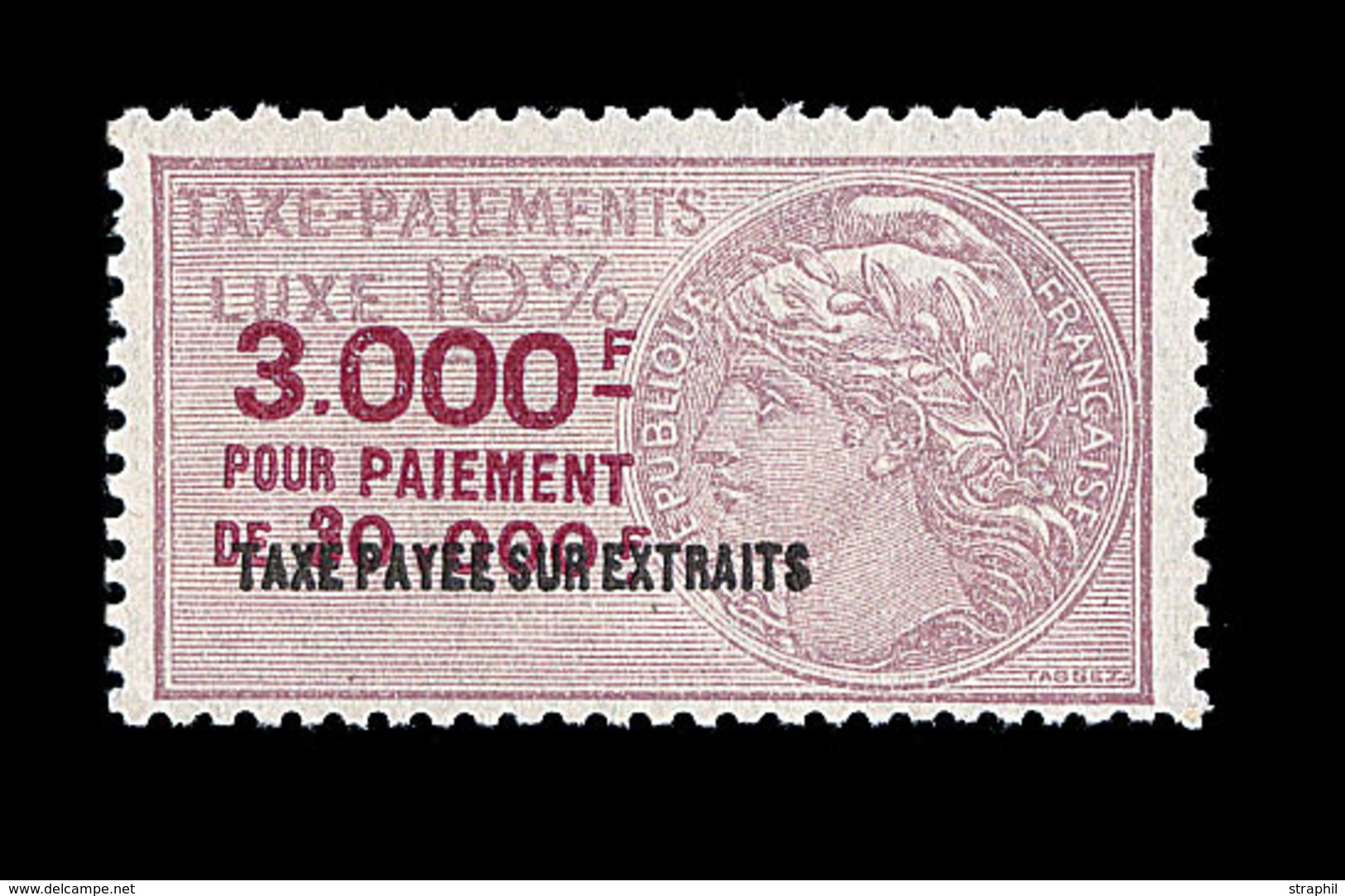 * TAXE DE LUXE N°66 - 3000F - TB - Autres & Non Classés