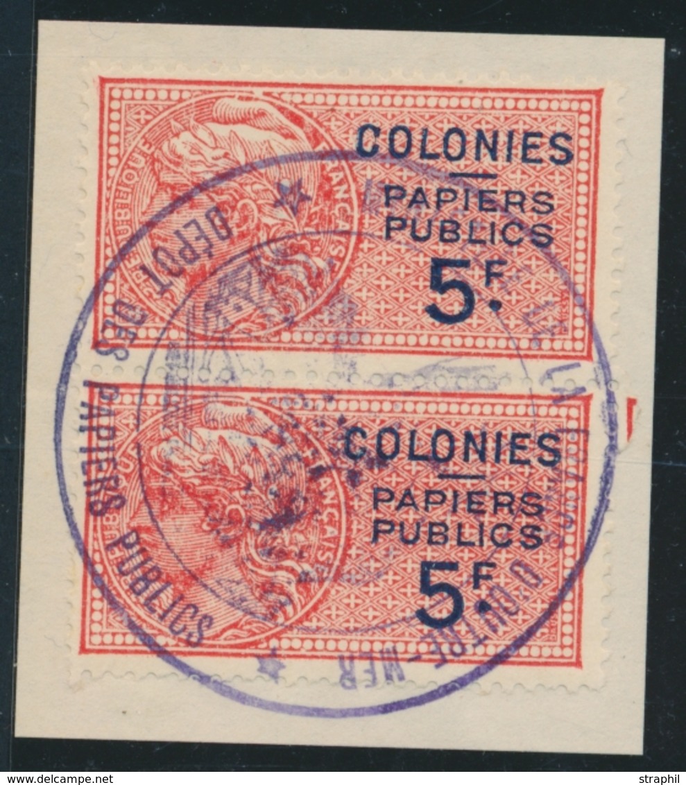 F PAPIERS PUBLICS Colonies - N°1 - Paire - Obl. Grd Cachet Illustré - TB - Autres & Non Classés