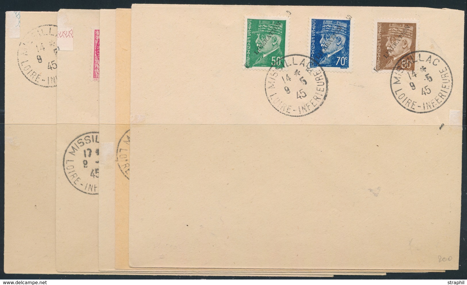 L POCHE DE SAINT NAZAIRE Lot De 5 Plis - Afft Type Pétain/Mercure - Obl. Missillac - 9/5/45 - Non Circ - TB - Kriegsmarken