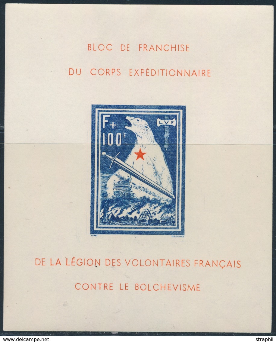 ** LEGION VOLONTAIRE FRANCAISE BF N°1a - ND - Bloc De L'Ours - TB - Guerre (timbres De)