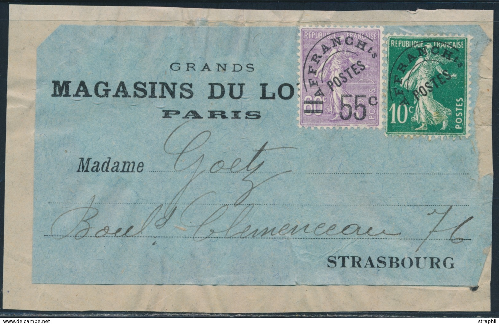 F N°47, 51 - S/Etiquette Des Grds Magasins Du Louvre - Pr Strasbourg - TB - 1893-1947