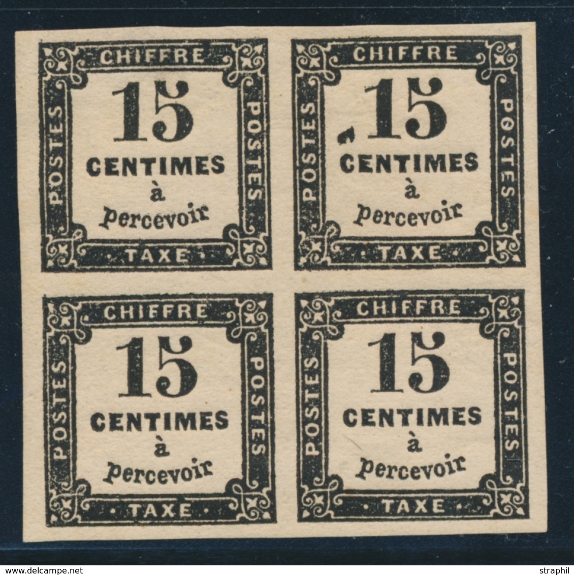 * N°3 - 15c Noir - Bloc De 4 - Variété Tâche Noire S/1 Ex - TB - 1859-1959 Mint/hinged