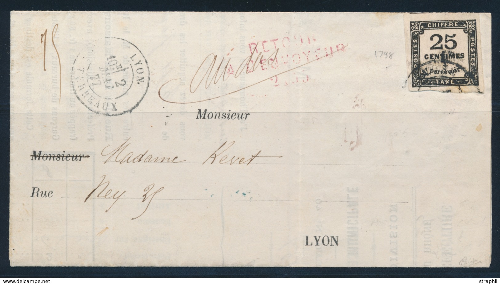 LAC N°5 - 25c Noir - Servant De Préoblitéré De Lyon - Obl T18 LYON - 2/05/71 - Au Verso Divers Cachets Dt 3 Appels - TB - 1859-1959 Mint/hinged