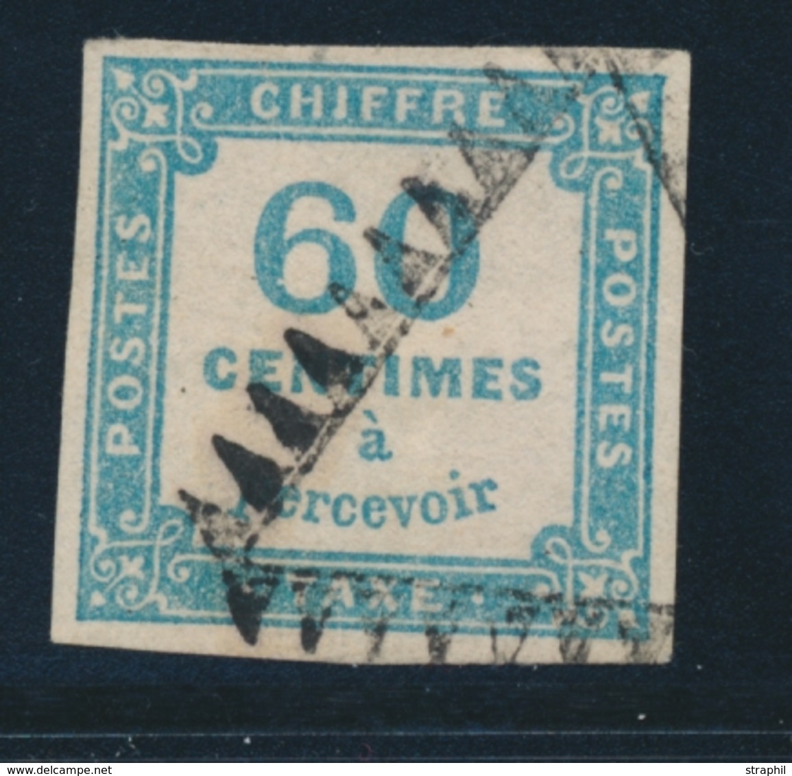 O N°9 - 60c Bleu - Obl. Triangles Griffés - TB - 1859-1959 Neufs