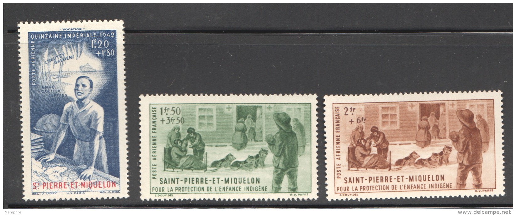 1942  Protection De L'enfance Indigène Yv PA 1-3 **  MNH - Ongebruikt