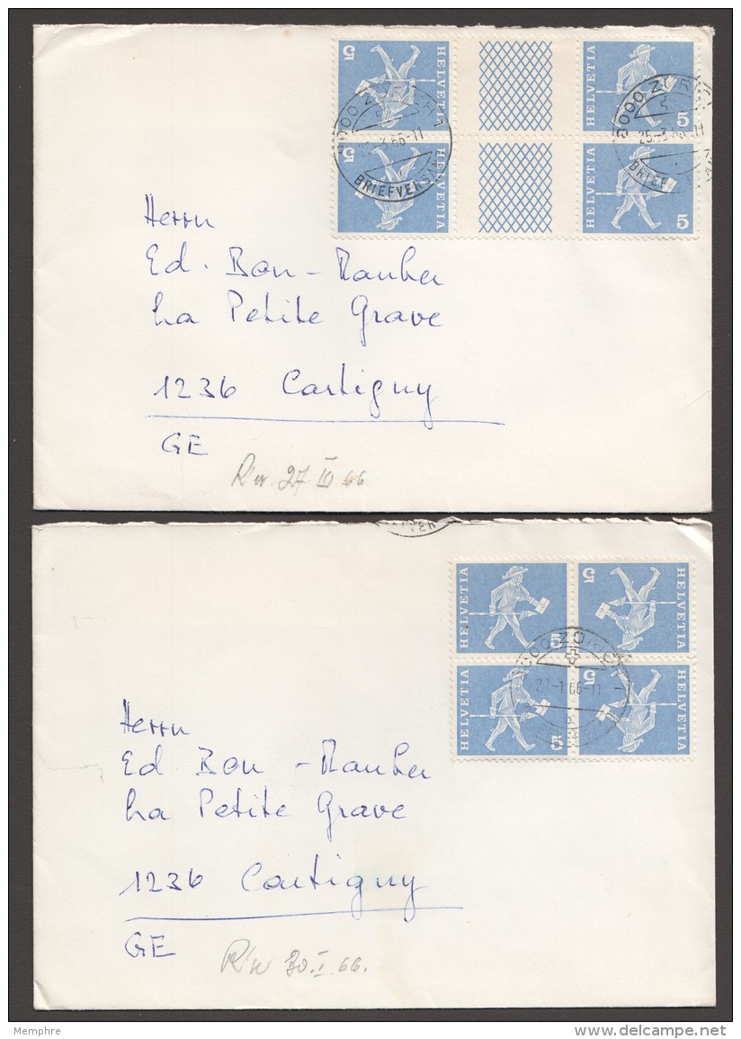 1966  2 Lettres Avec 2 Paires Tête-bêche Avec Et Sans Pont K45, S63 - Tête-bêche