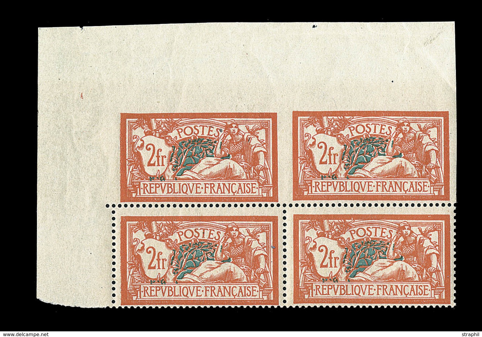 ** N°145g - 2F Orange Et Vert - Bloc De 4 - CDF - 2 Ex ND - Tenant à Dentelé - Rare - TB - Unused Stamps