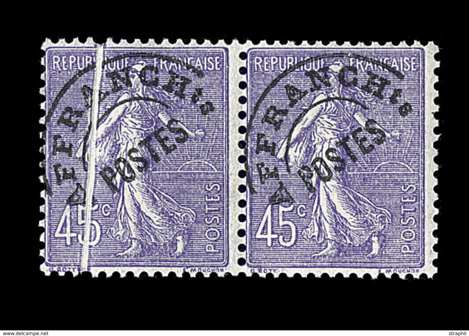 ** PREOBLITERES  N°46 - 45c Violet - Pli Accordéon - Tenantà Normal - TB - Unused Stamps