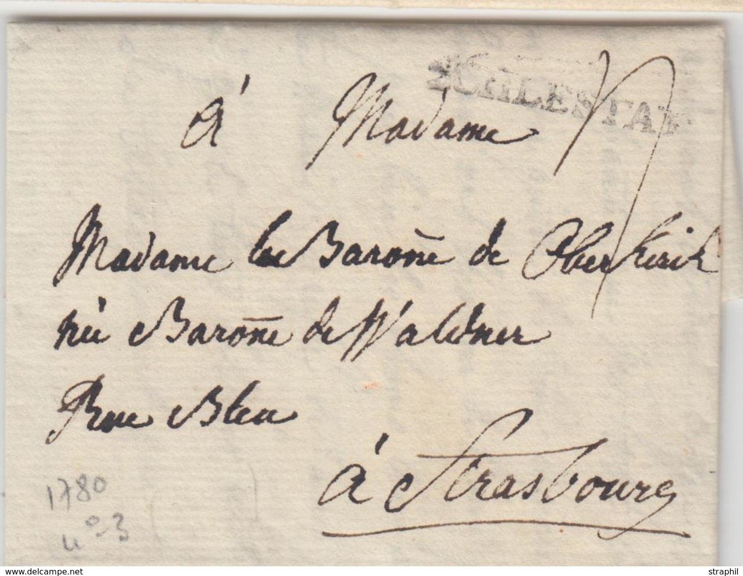 LAC SCHLESTAT  - Len N°3 - 1780 - Pr Strasbourg   - TB - Covers & Documents