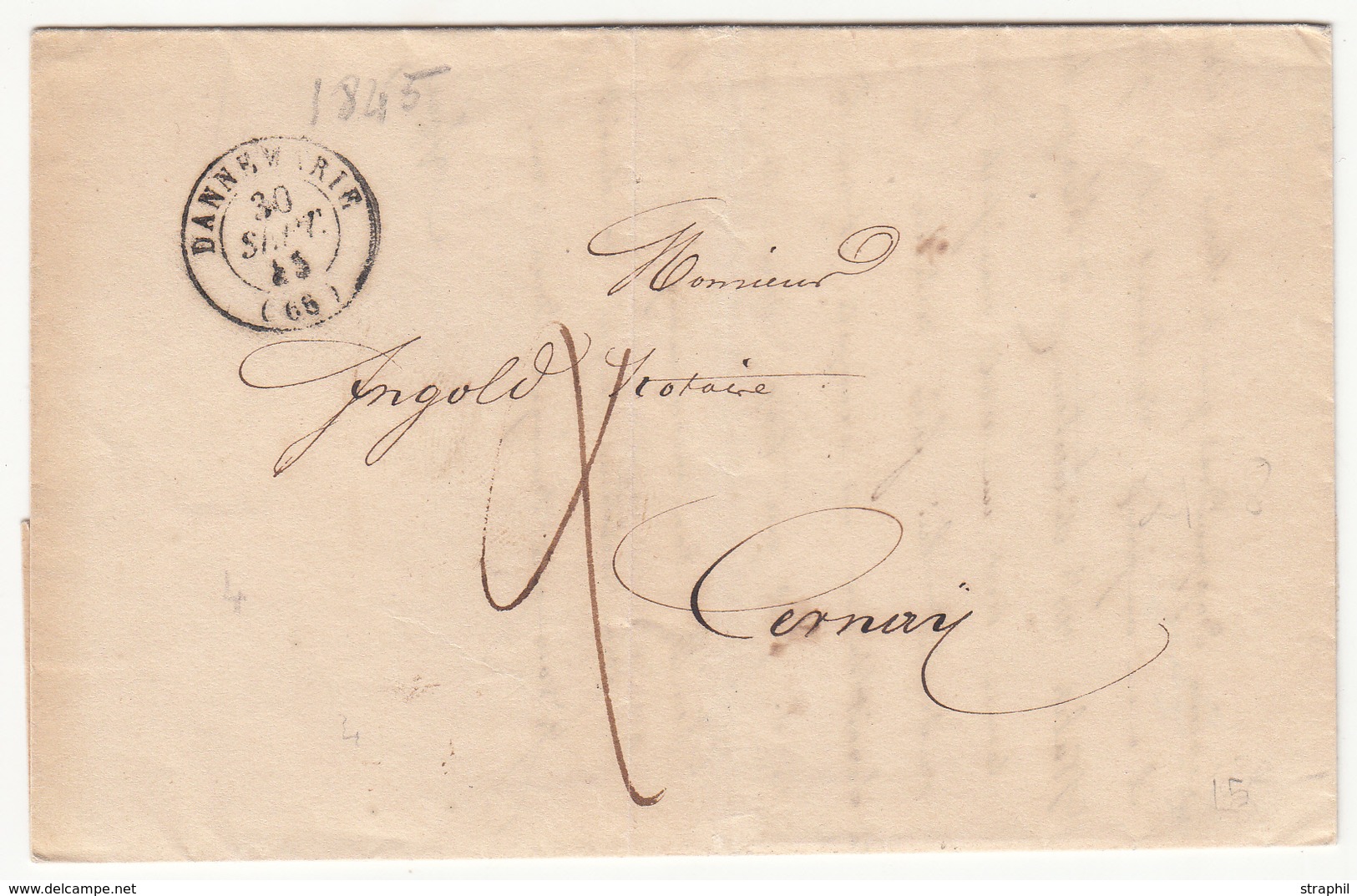 LAC T15 Dannemarie - 1845 - Pour Cernay - Taxe 2 - TB - Briefe U. Dokumente