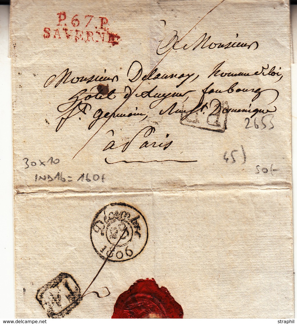 LSC P67P SAVERNE (Rouge) - Ind. 16 - Déc 1806 - B/TB - Covers & Documents