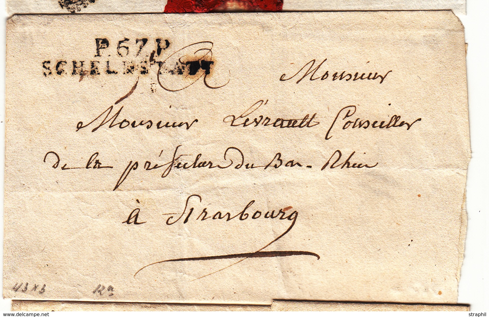 L P67P SCHELESTATT - 1815 - Pr Strasbourg - B/TB - Covers & Documents