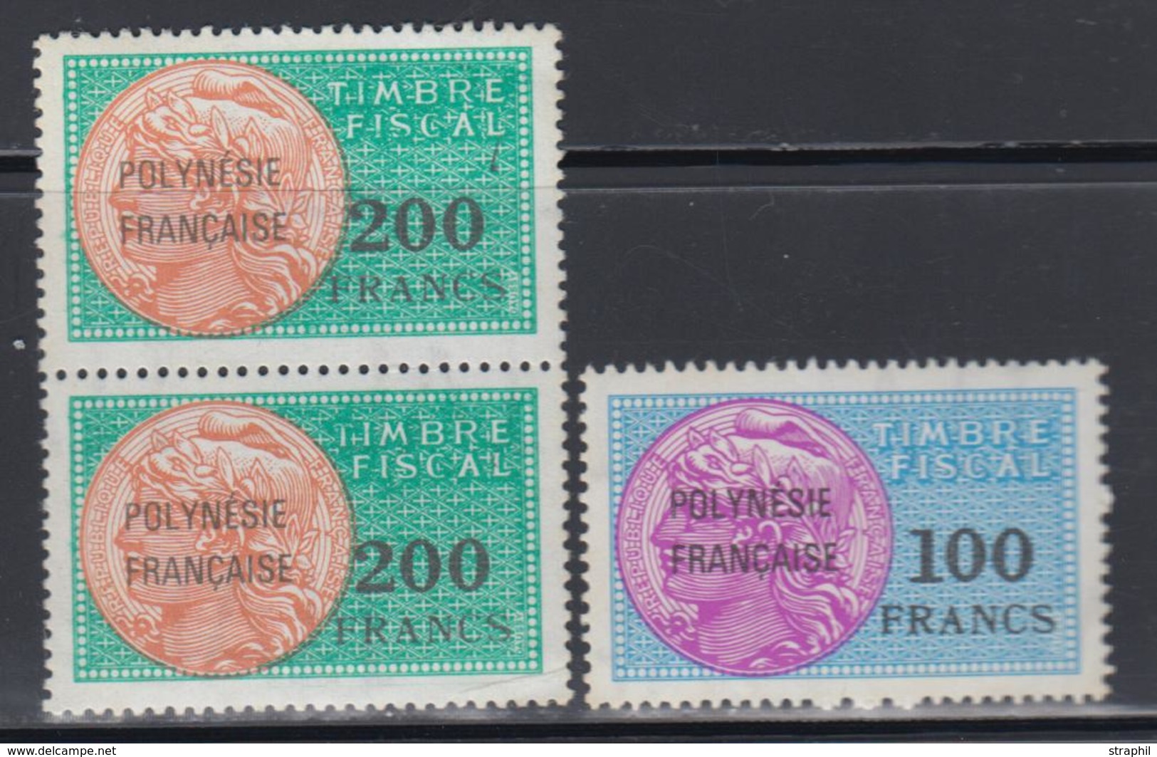 ** TIMBRES FISCAUX  3 T. Fiscaux - 1 Paire 200F + 100F - TB - Vide