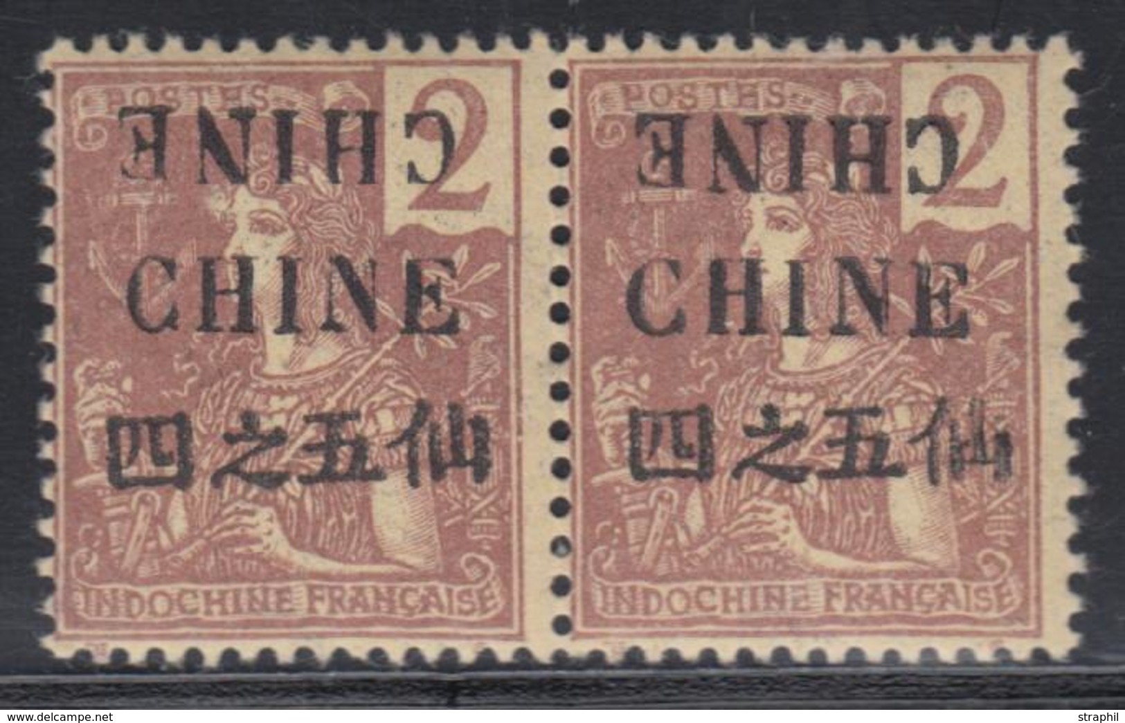 ** N°50a - Paire - Dble Surch. "CHINE" - TB - Other & Unclassified