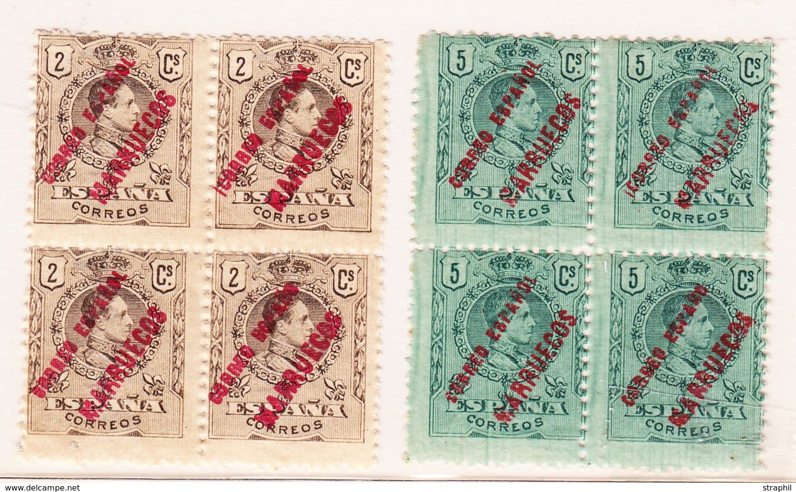 **/* N°25/26 - En Blocs De 4 - Dt Variété 4ème T. - Sans "L" Au 4ème T. - TB - Spanish Morocco