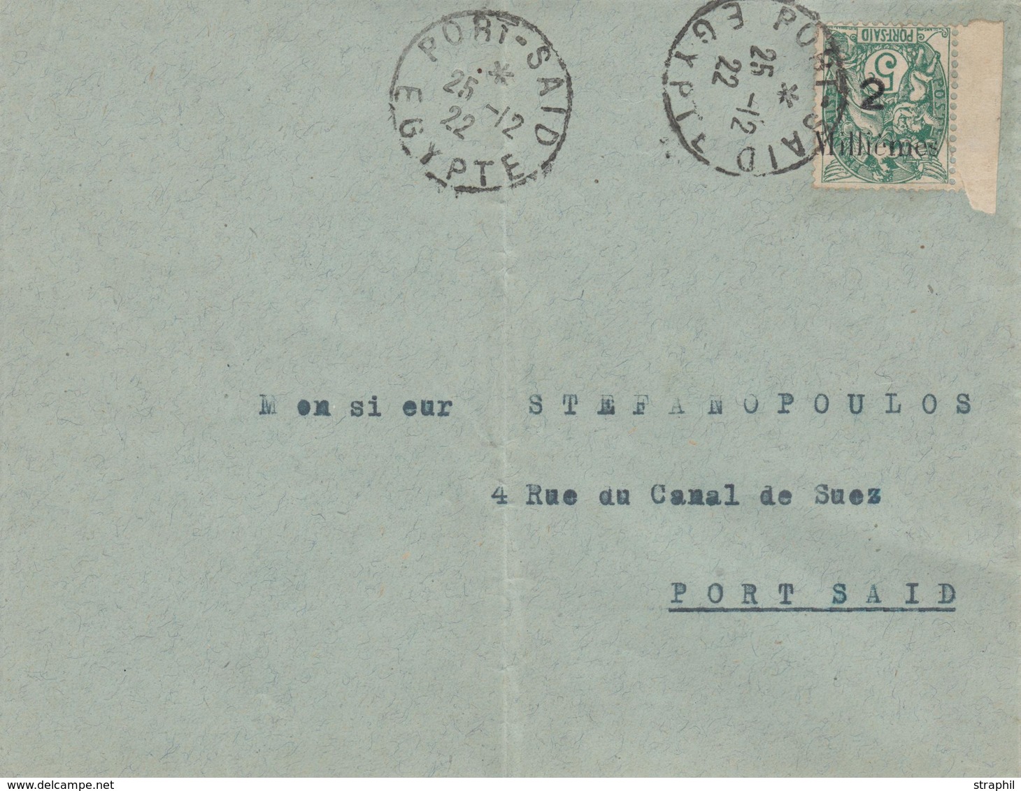 L N°36a - Surcharge Renversée -  Obl. Port Saïd - 25/12/22 - B/TB - Autres & Non Classés