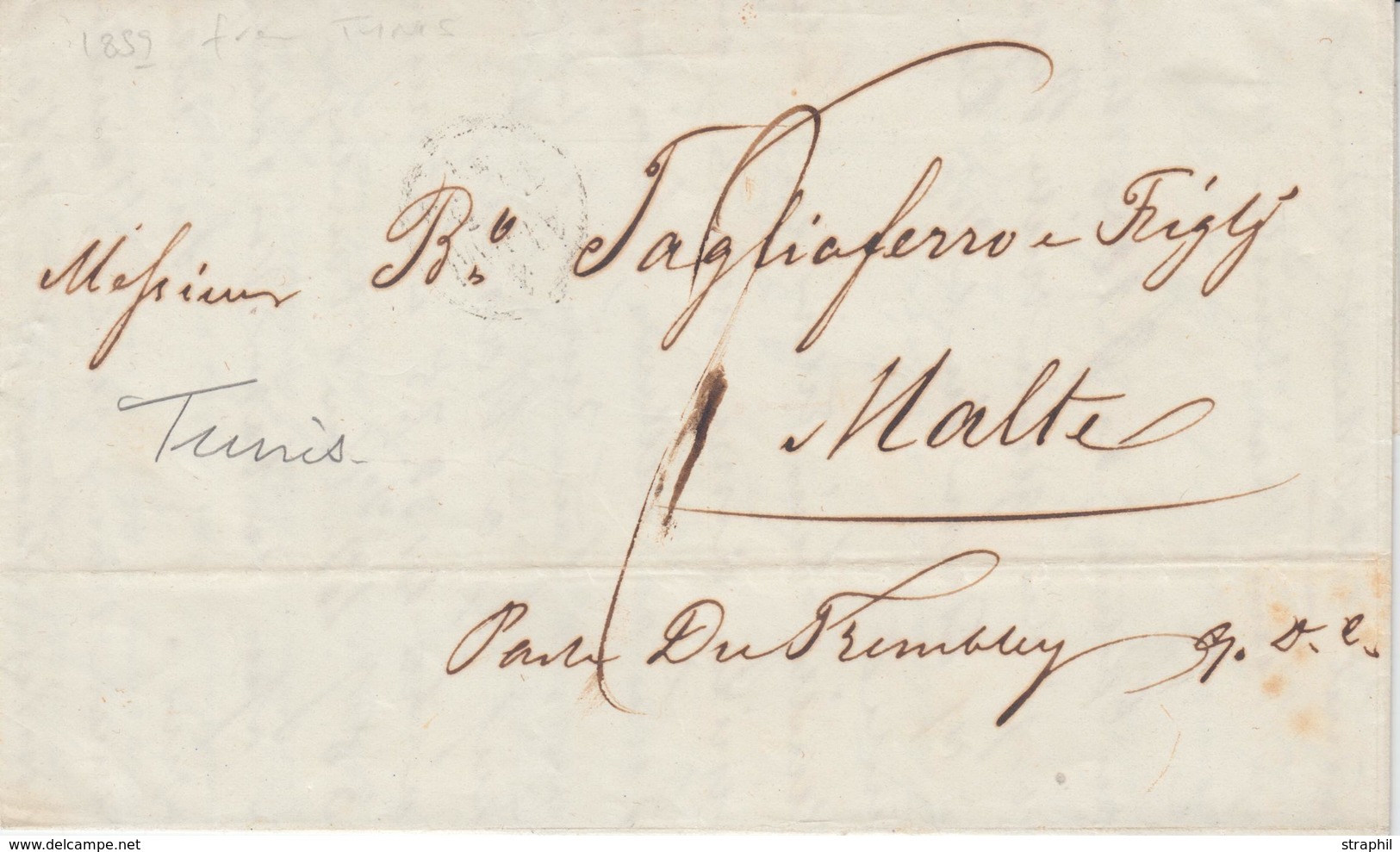 LAC PRECURSEURS Pli De Tunis - 9/10/1859 - Pr Malte - TB - Other & Unclassified