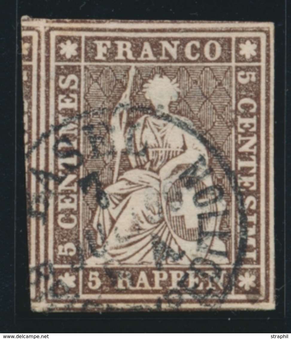 O N°22 B2 V - Obl. Basel - Léger Clair - Signé Herrmann - Cote 50FS - TB - 1843-1852 Timbres Cantonaux Et  Fédéraux